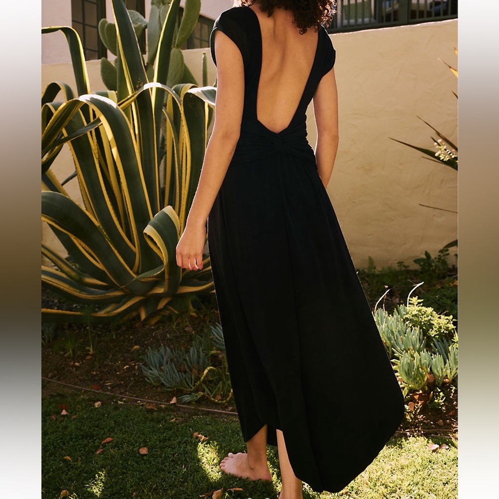 NWT Free People Chateau Low-Back Midi Dress Black